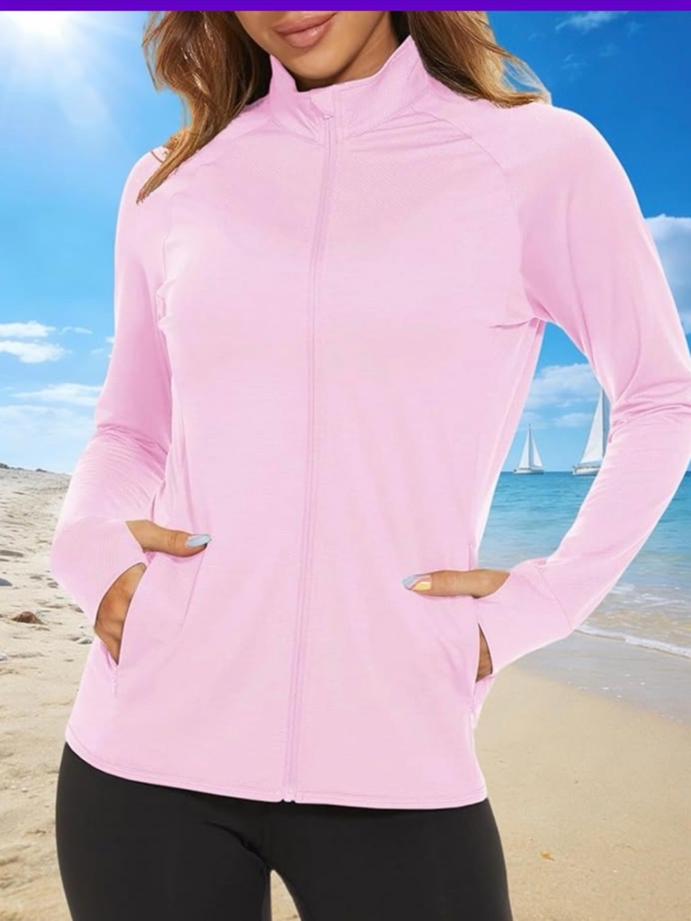 NEW-UPF 50+ Sun Protection Jacket Lightweight Full Zip Athletic Long Sleeve
